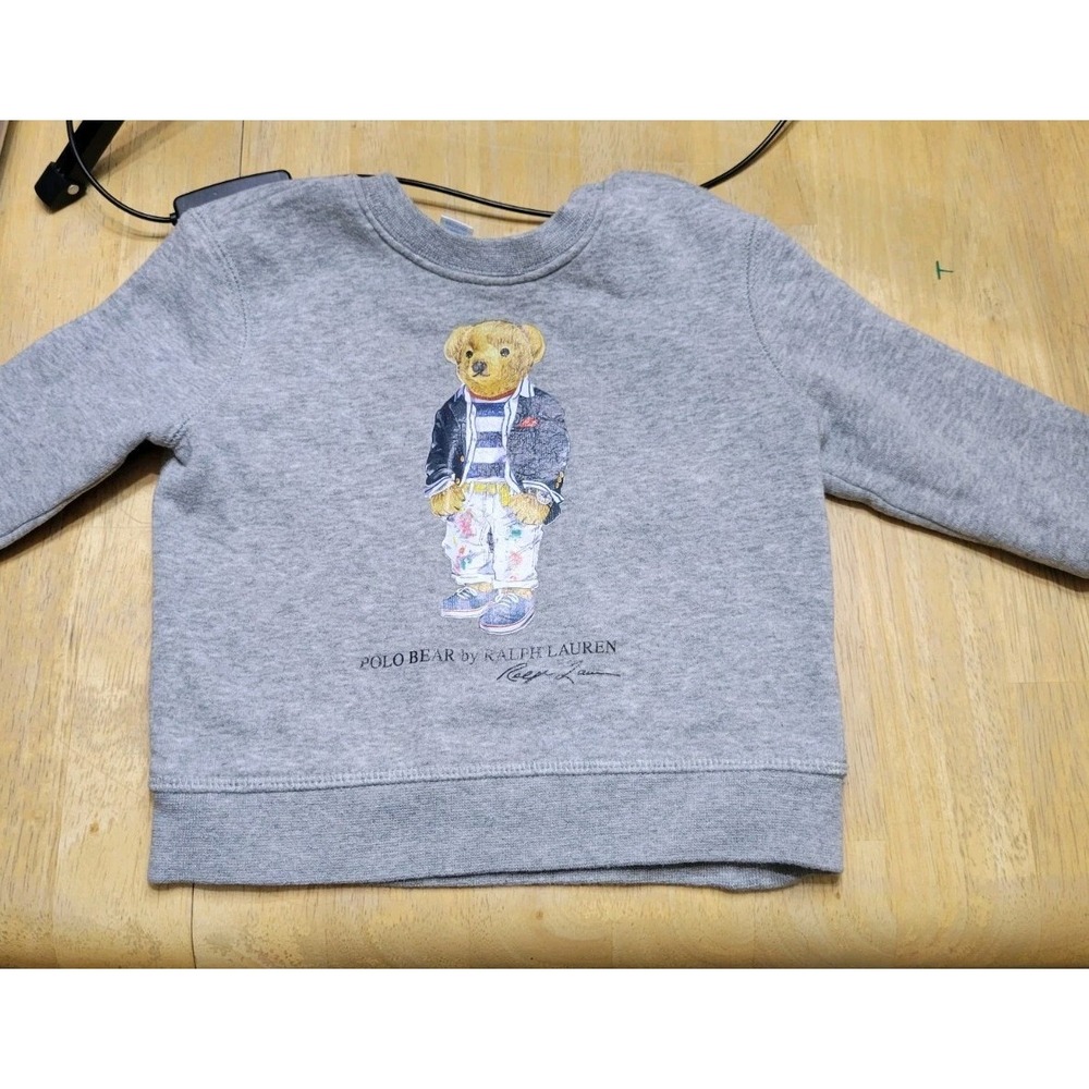 Polo Ralph Lauren Kids Polo Bear Crewneck Sweatshirt Size 12M Grey